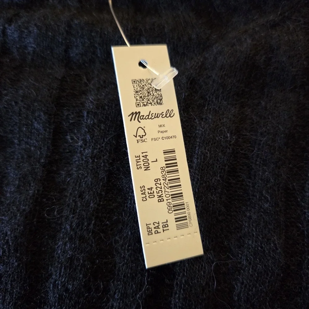 Madewell sz L black lightweight Alpaca Blend Mockneck Sweater Ribbed NWT classic